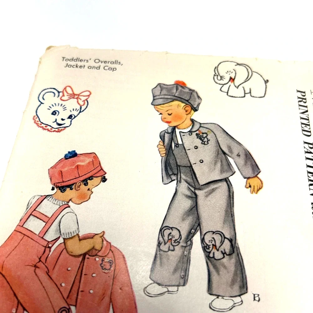 McCalls Vintage 1950's Pattern #1623 Toddlers Overalls, Jacket‎ and Cap Size 2